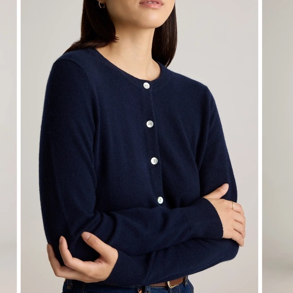 NWT Quince Navy Mongolian Cashmere Cardigan - Picture 2 of 4